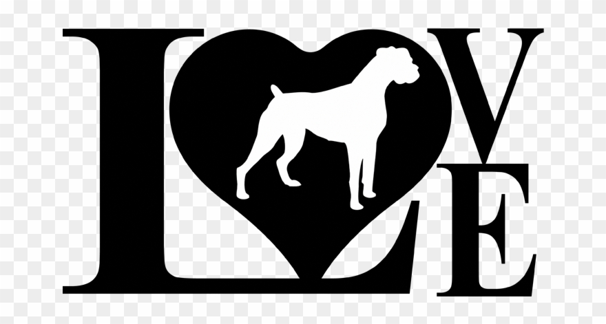 Dog Love Boxer Decal Sticker Clipart