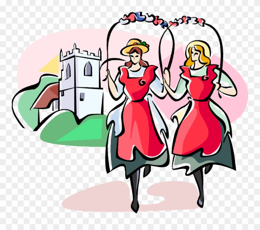 Vector Illustration Of English Folk Dance Morris Dancers Clipart