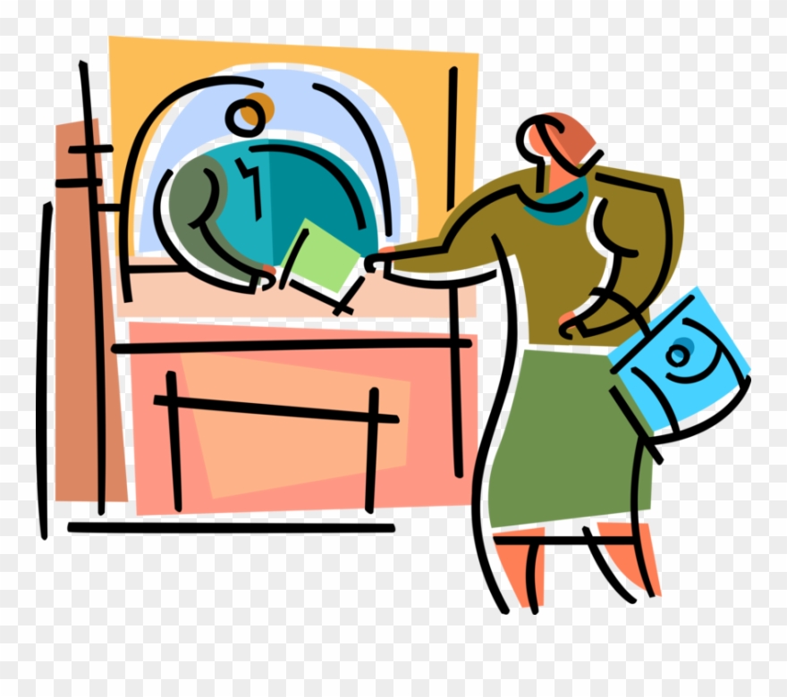 Vector Illustration Of Kiosk Worker At Urban Transport Clipart