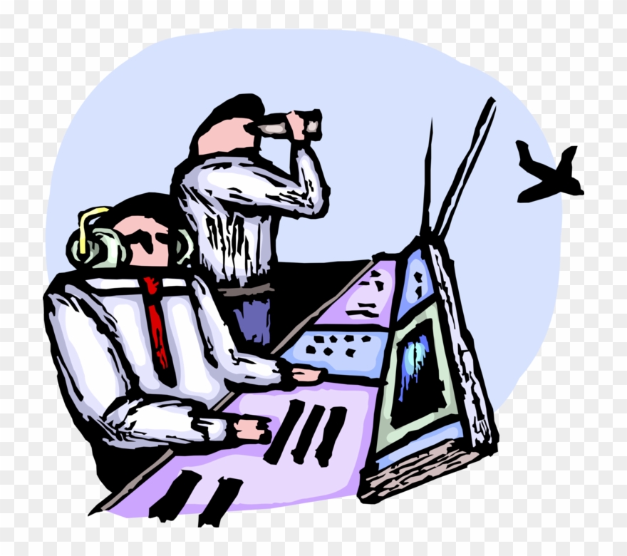 Vector Illustration Of Airport Terminal Air Traffic Clipart