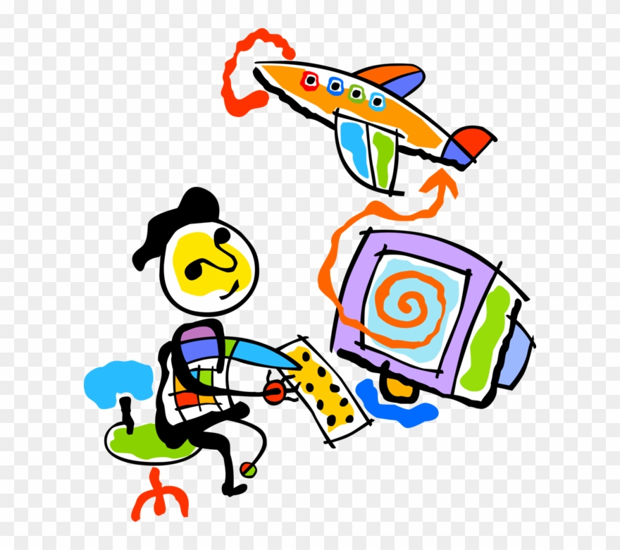 Vector Illustration Of Air Traffic Controller Maintains Clipart