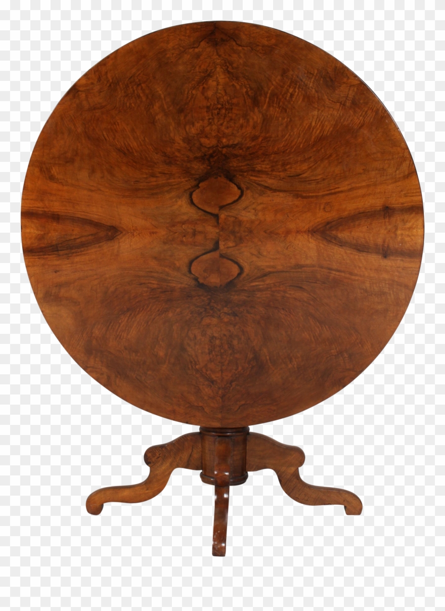 19th Century Traditional Burlwood Round Tilt-top Pedestal Clipart