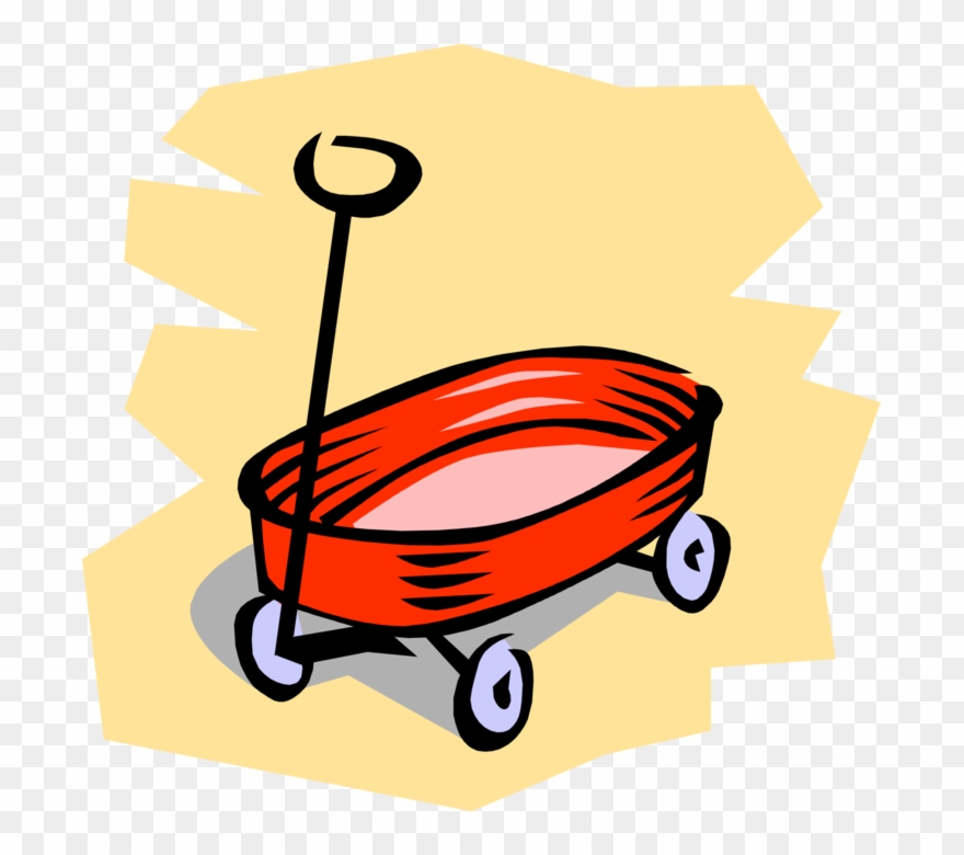 Vector Illustration Of Child's Red Wagon Pull Toy Clipart