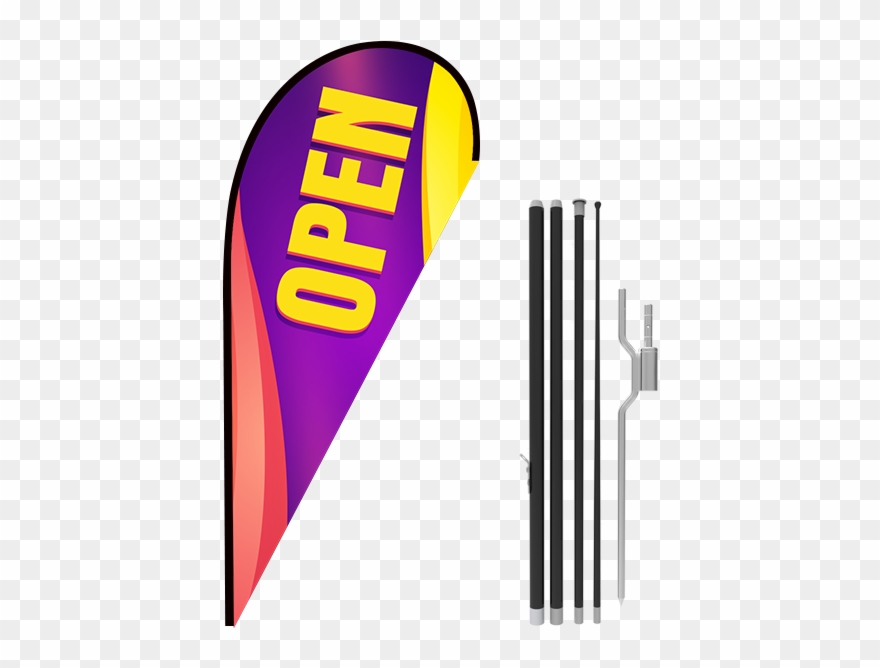 11ft Open Stock Teardrop Flag With Ground Stake Clipart