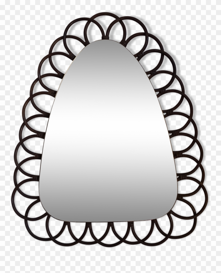 Mirror Shape Mirror Rattan 48x59cm Clipart