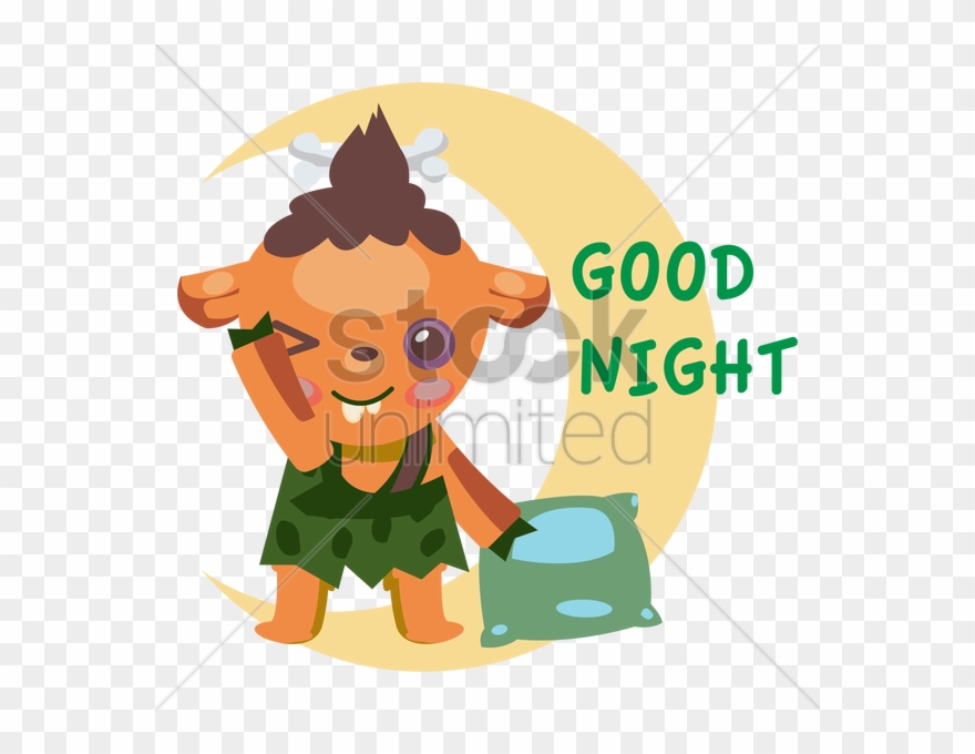 Tribal Cartoon Character Saying Good Night V矢量图形 Clipart