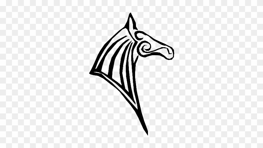 Black And White Horse Drawing Tribal Clipart
