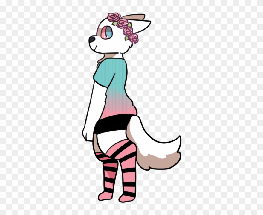 Furry Cute Pastel Kneesocks Pink Flowers Wolf Wuffluff Clipart