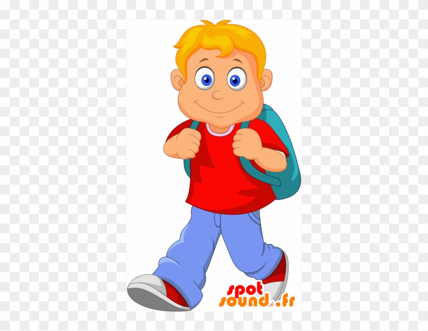 Mascot Schüler Blond Fröhlich Junge Clipart