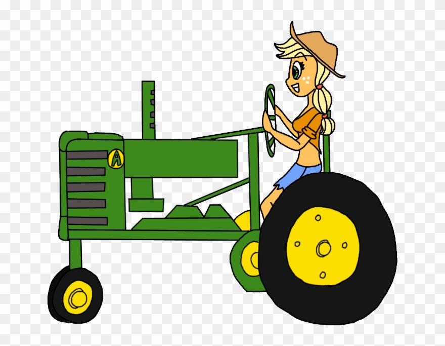Cartoon John Deere Tractor Free Download Clip Art Free - Girl Driving Tractor Cartoon - Png Download