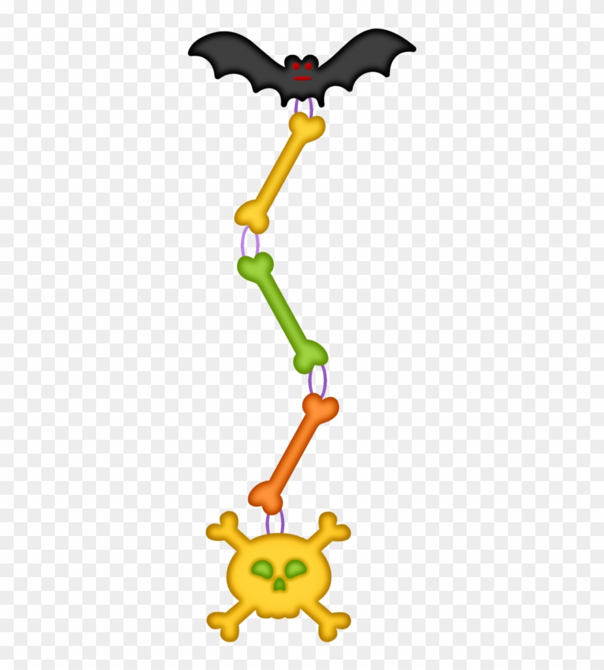 Halloween Skull, Bones And Bat Clip Art - Png Download