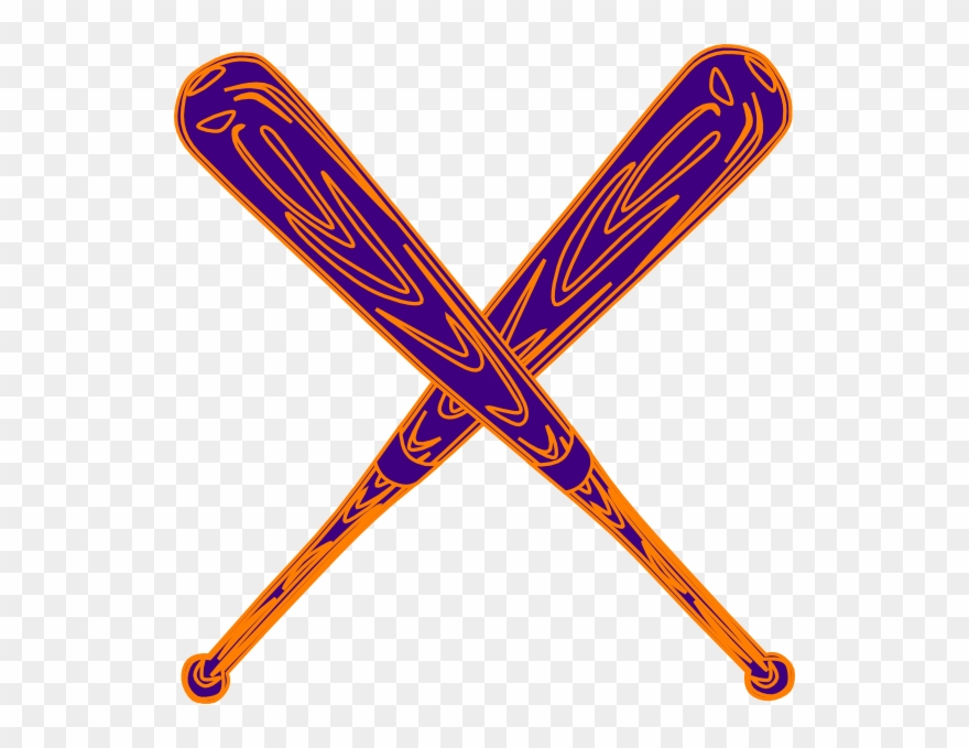 Baseball Bat Purple And Orange Clip Art - Logo Stick Baseball - Png Download