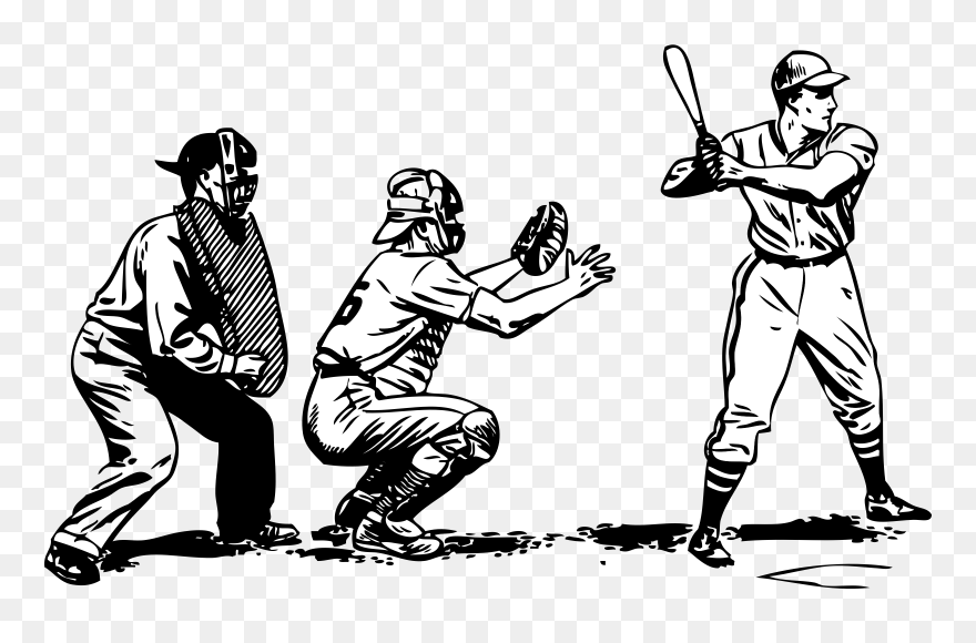 Baseball At Bat - Baseball Player Vector Clipart