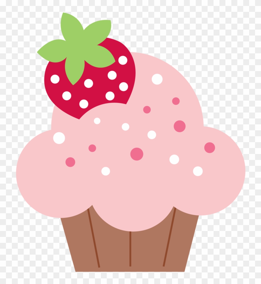 Cupcake Rosa Morango Desenho Clipart