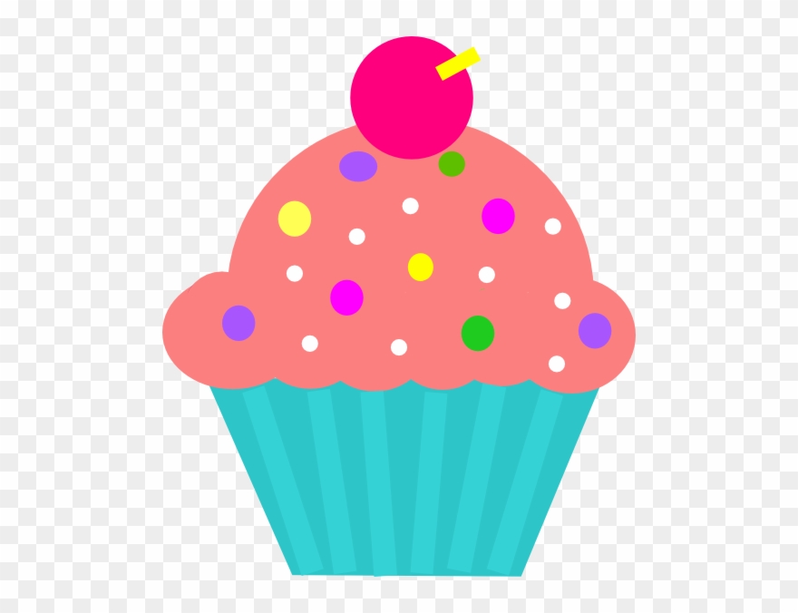 Cupcake Coral & Turquoise Clip Art - Rainbow Cupcake Clip Art - Png Download