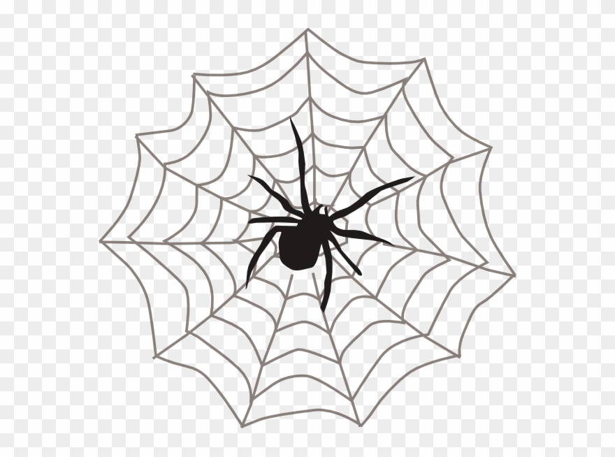 Spider On Web Clipart - Png Download