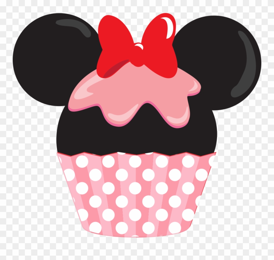 See Here Cupcake Clipart Black And White Free Download - Minnie Mouse Cupcake Clipart - Png Download