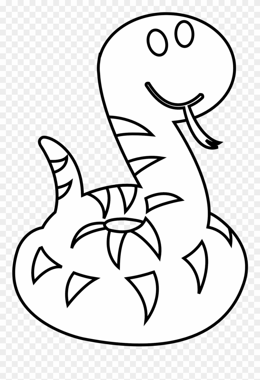 Snake - Snake Cartoon Png Black And White Clipart