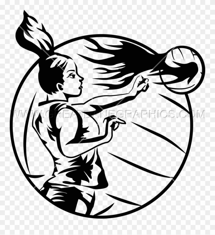 Download Spiking In Volleyball Black And White Clipart - Volleyball On Fire Png Transparent Png