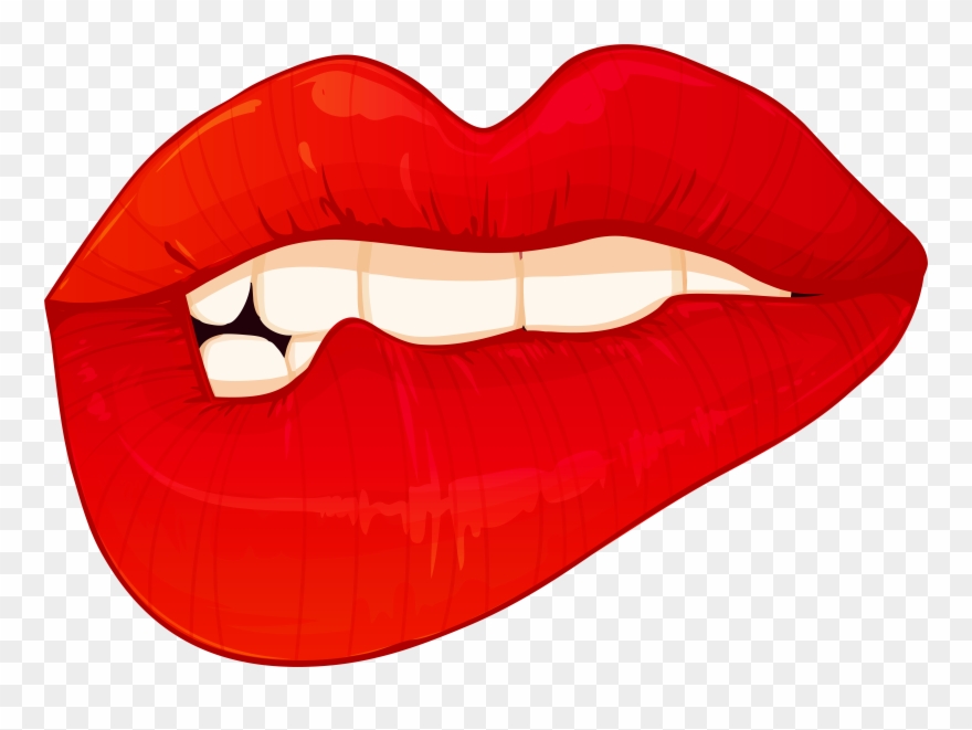 Biting Lips Png Clip Art - Lip Biting Transparent Background