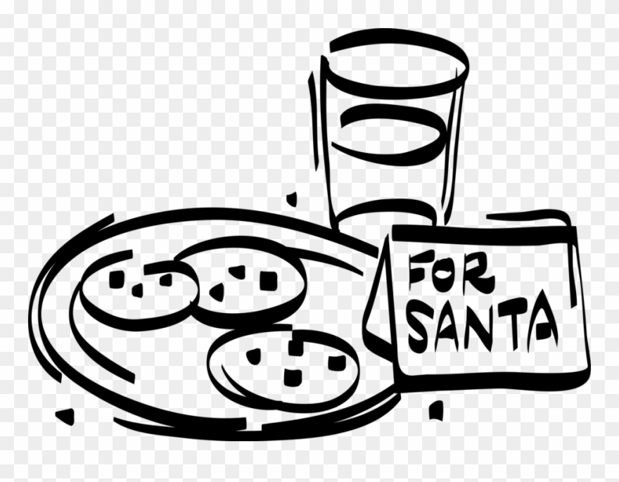 Vector Illustration Of Festive Season Christmas Plate - Cookies For Santa Clipart Black And White - Png Download