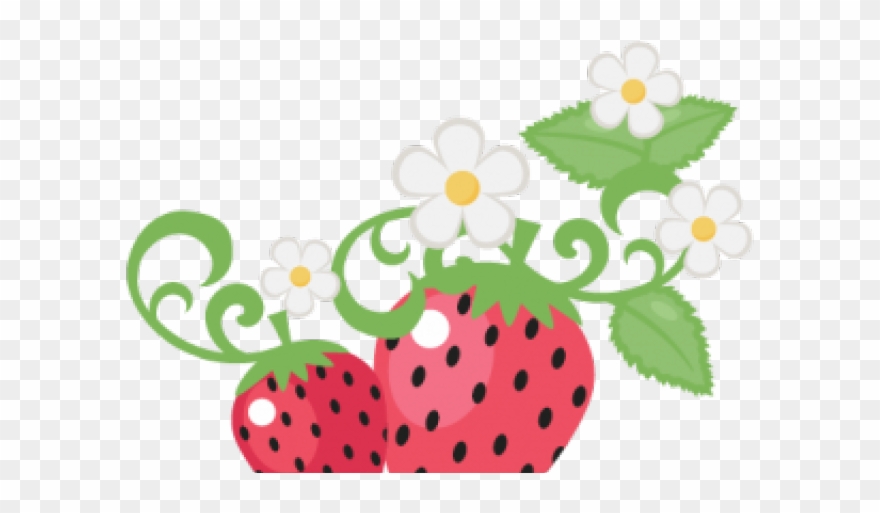 Strawberries And Flowers Clipart - Png Download