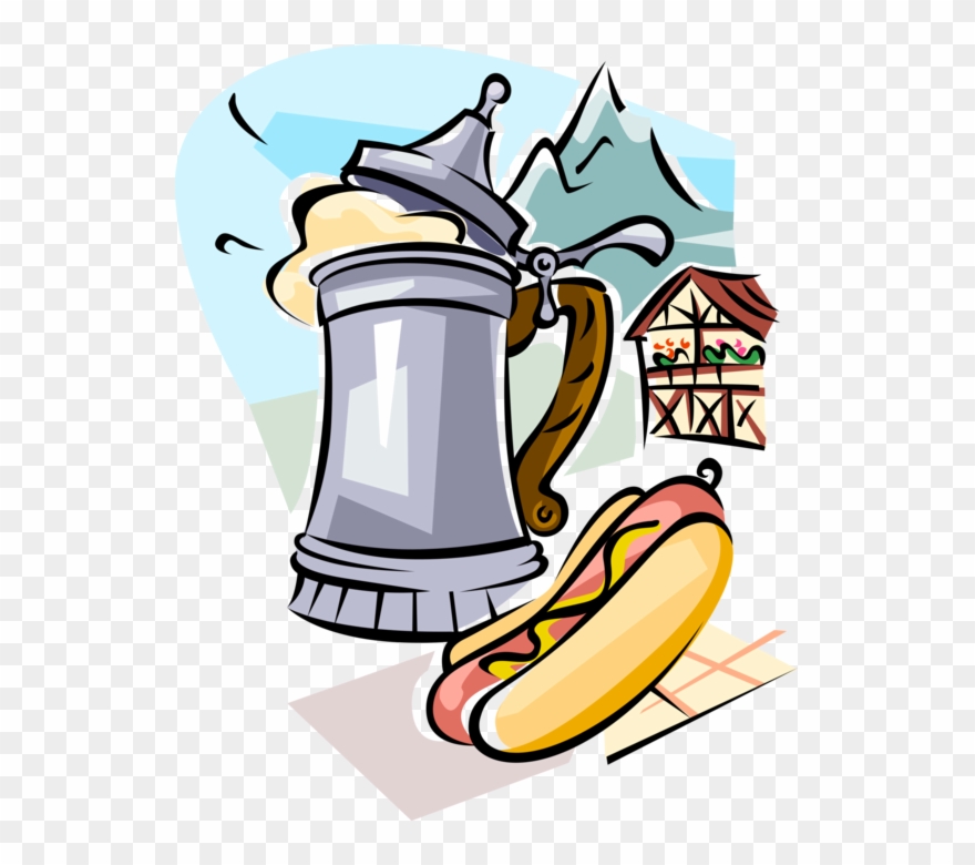 Oktoberfest Vector Cartoon Clip Freeuse Stock - German Beer Stein Clipart - Png Download