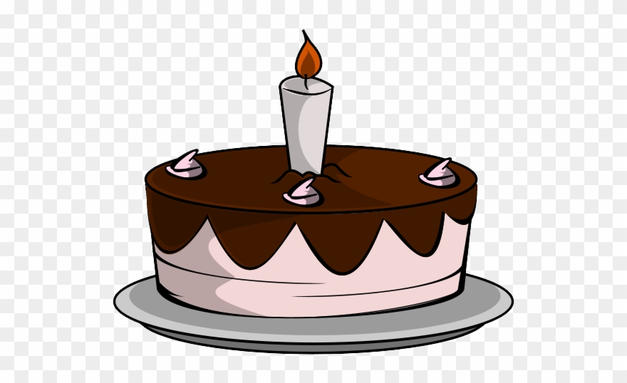 Chocolate Cake Clipart Candle - Cack With Single Candle - Png Download