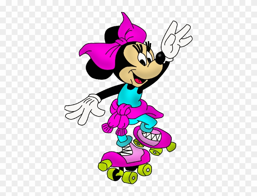 Disney Minnie Mouse Cartoon Png Clip Art - Minnie Mouse Roller Skating Transparent Png