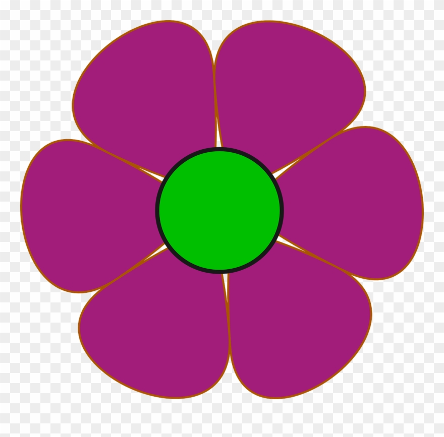 Groovy Cliparts - Pink And Green Flower - Png Download