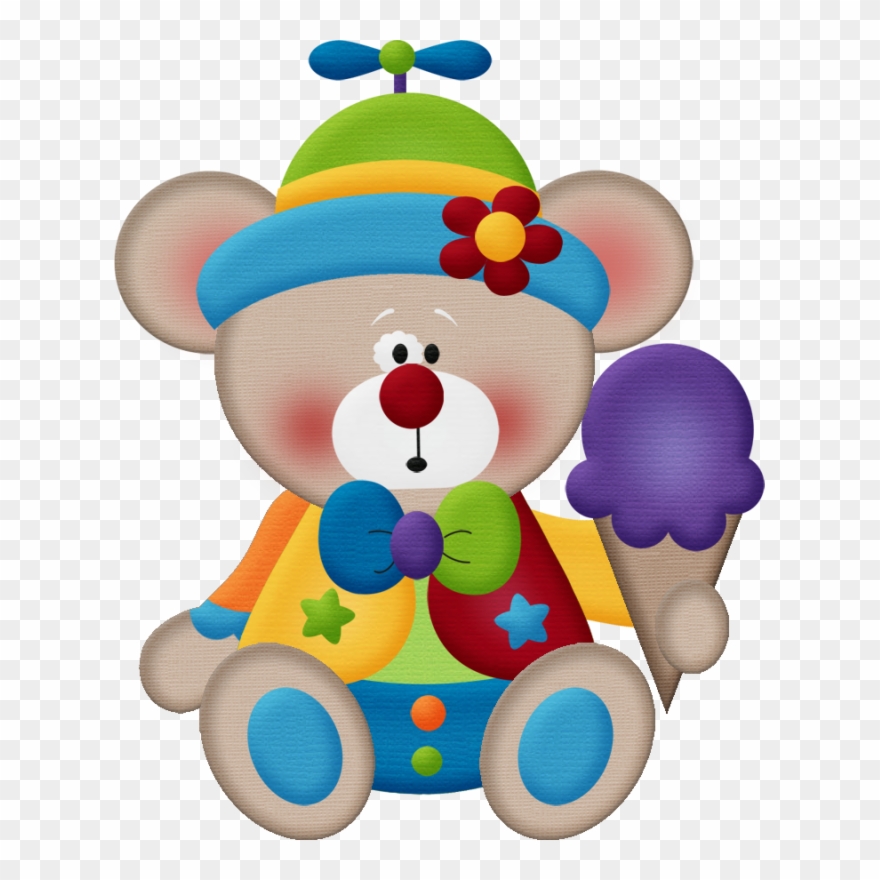 Circus Bear With Ice Cream - Clown Bear May28th Watch, Adult Unisex, Lavender / Clipart