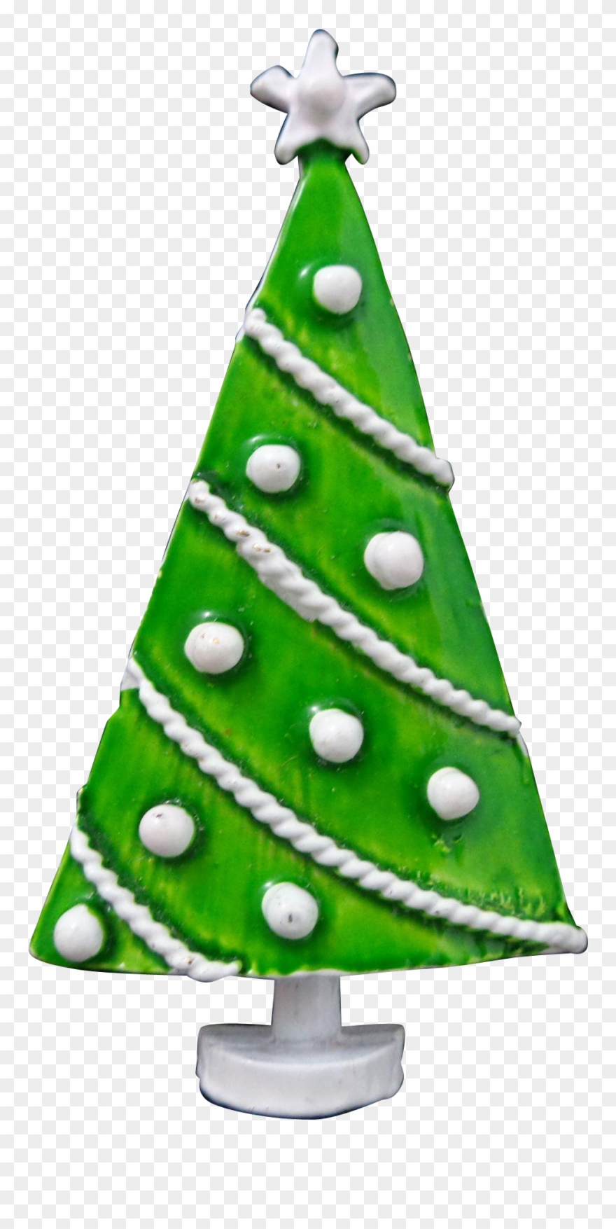 Vintage Green White Polka Dot Christmas Tree Pin Clipart