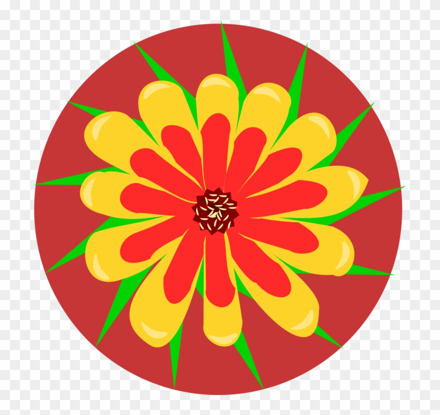 Yellow Flower Red Floral Design Blue Clipart