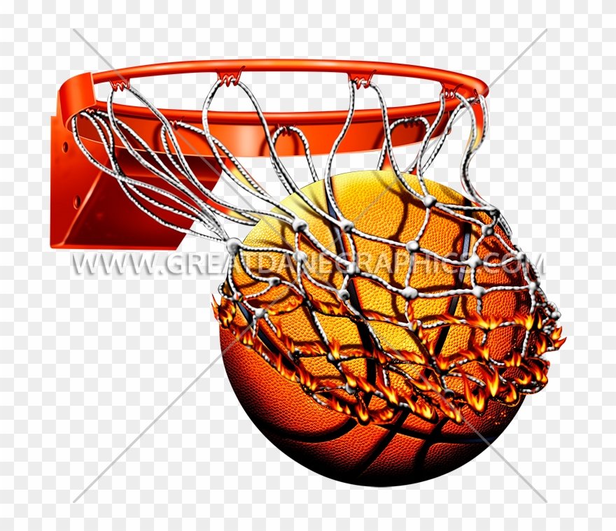 Flaming Basketball With Net Clipart