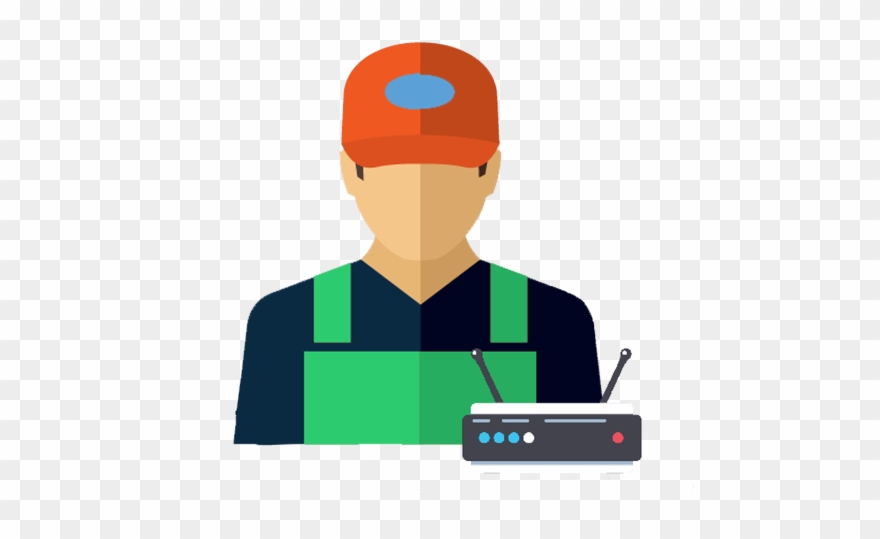 Manutentore Di Reti Wireless Con Un Router Clipart