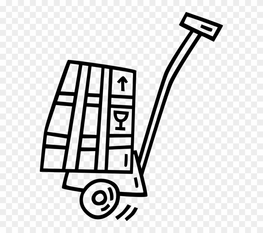 Vector Illustration Of Box-moving Handcart Dolly Or Clipart