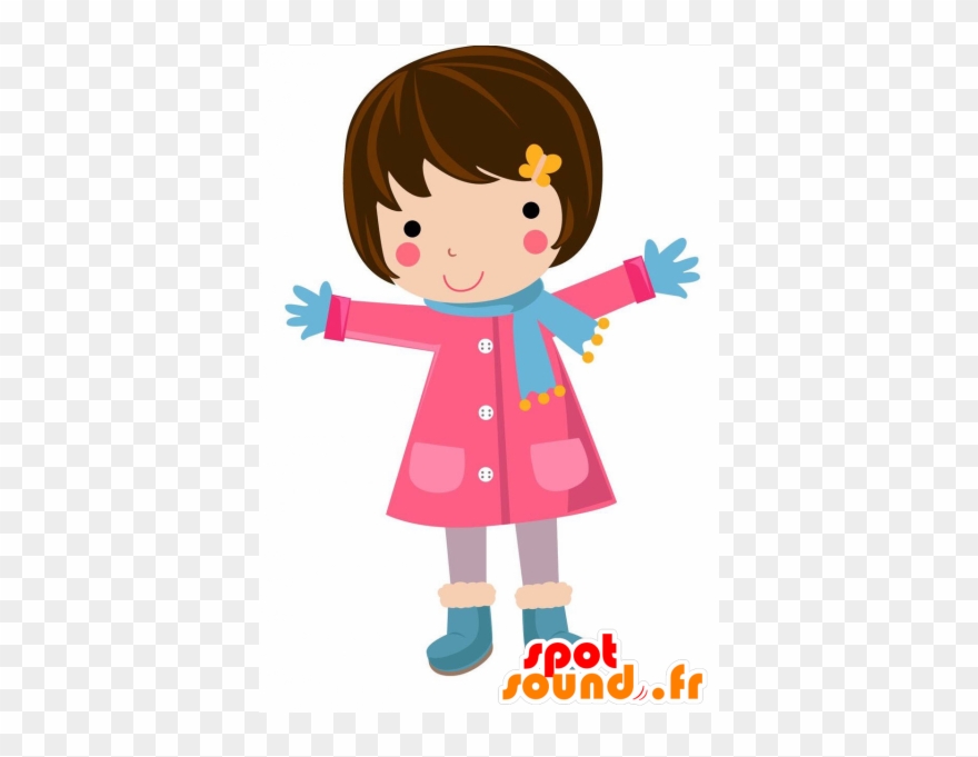 Girl Mascot Dressed In A Coat Clipart