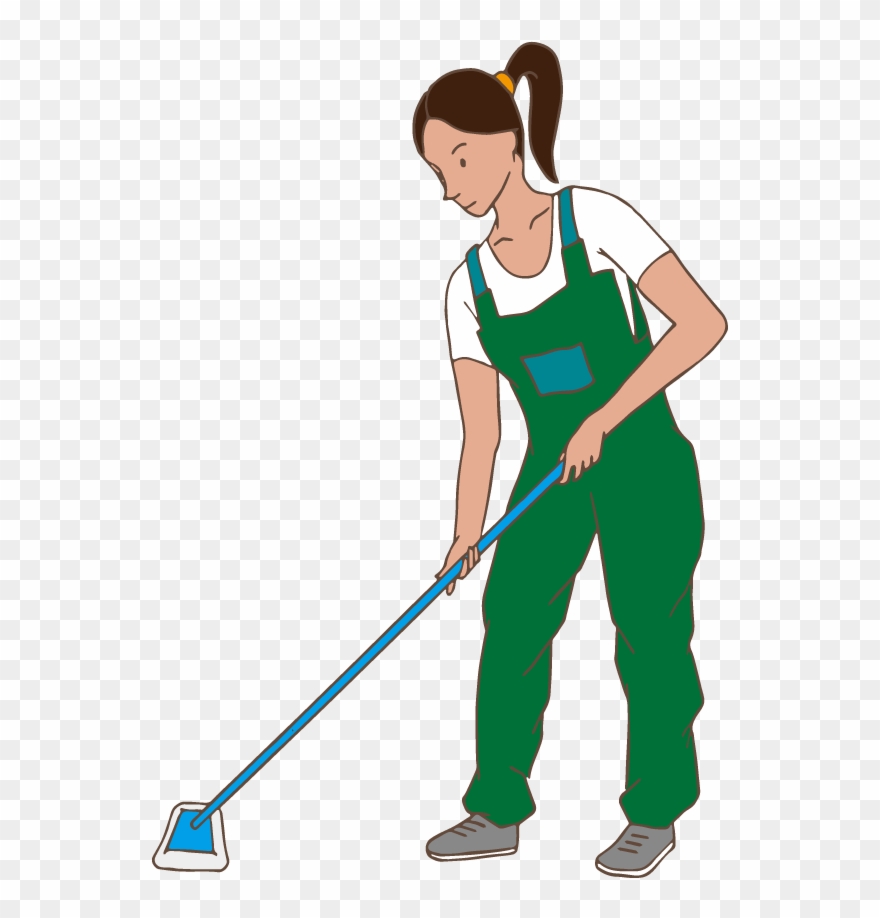A Lady Cleans With A Mop Clipart