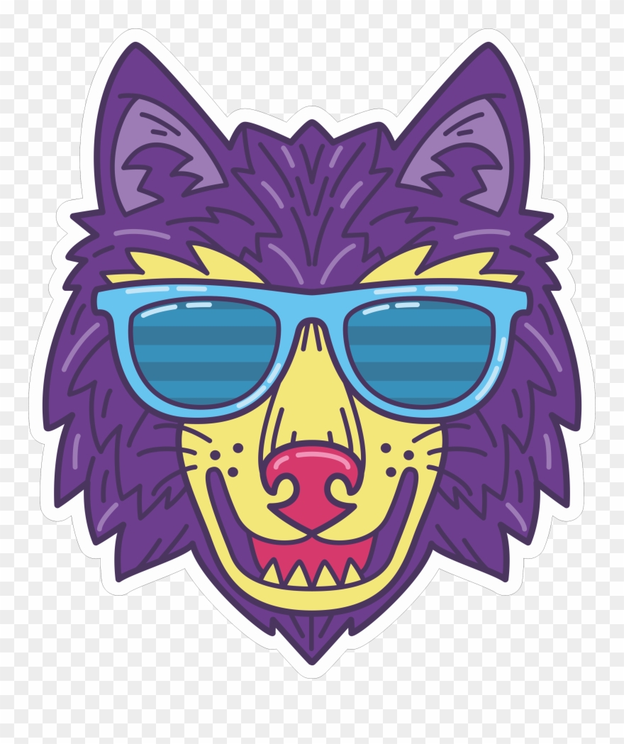 Purple Wolf Sticker Clipart