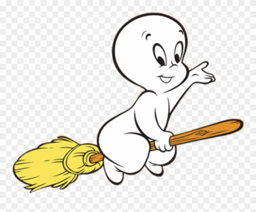 Casper Flying On A Broom Clipart