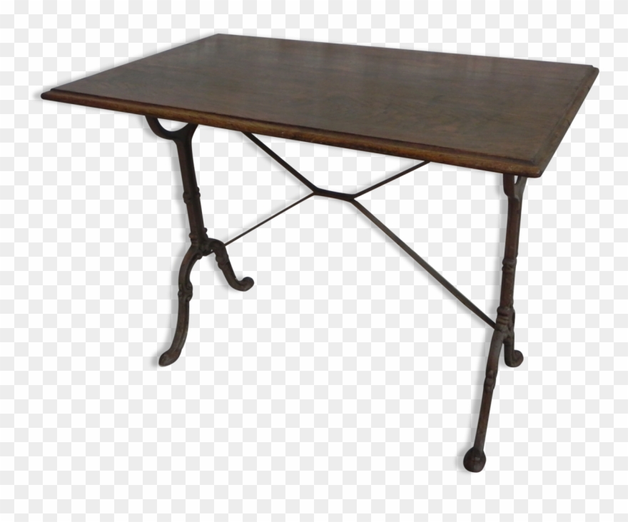 Bistro Table With Oak Top And Cast Iron Base Clipart