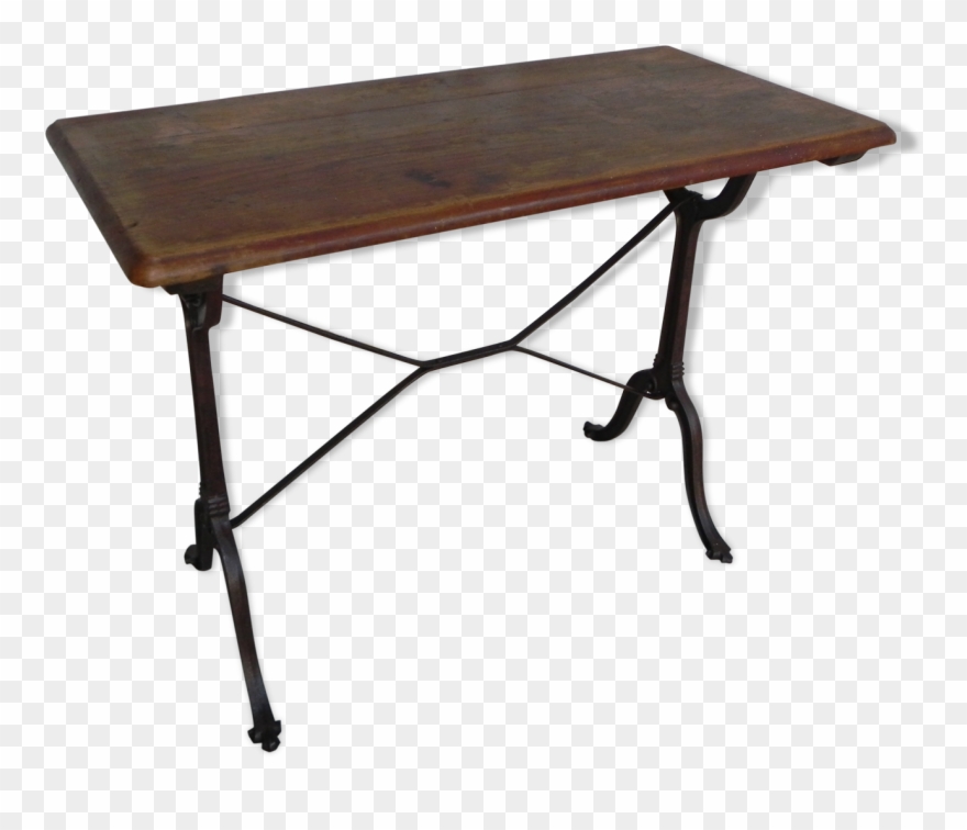 Bistro Table With Oak Top And Cast Iron Base Clipart