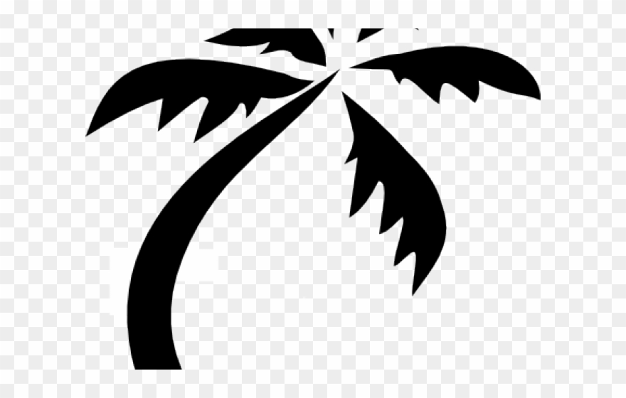 Palm Tree Clipart Black And White - Png Download