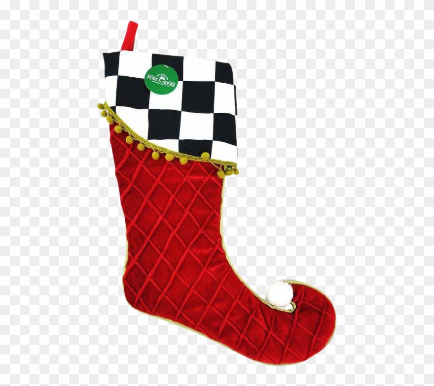 Kurt Adler Red With Black & White Checkered Cuff Christmas Clipart