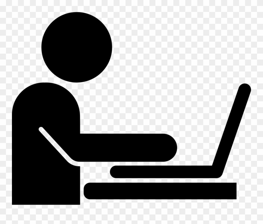 Man Working On A Laptop From Side View Comments Clipart
