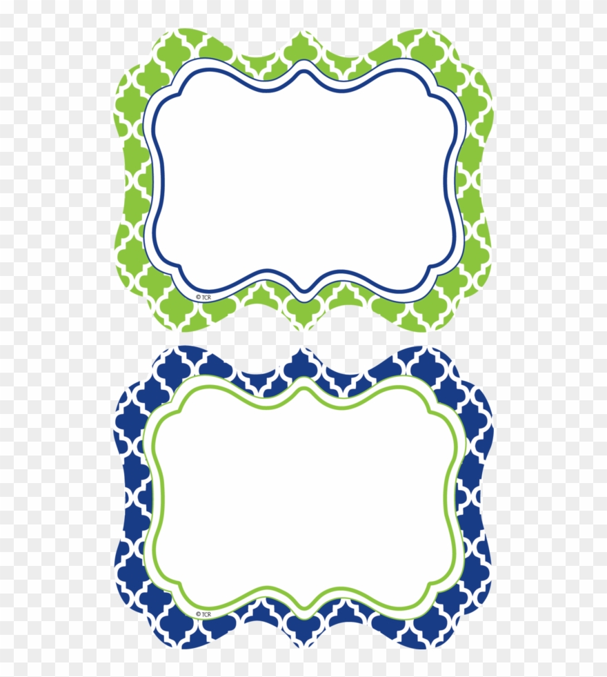 Navy & Lime Wild Moroccan Name Tags/labels Clipart