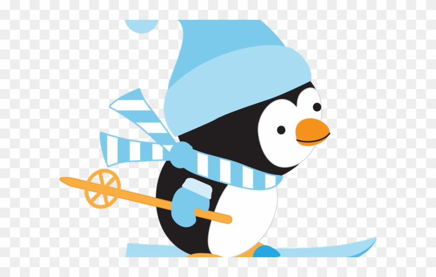 Penguin Skiing Cliparts - Png Download