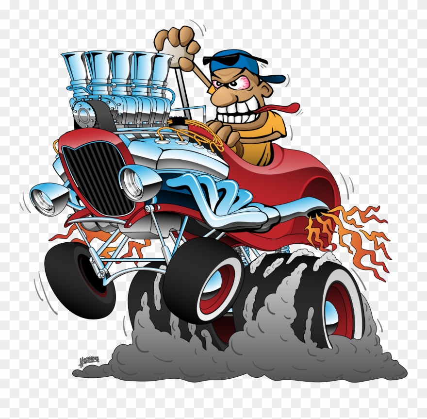 '30's Highboy Hot Rod Race Car Dragster Cartoon By Clipart