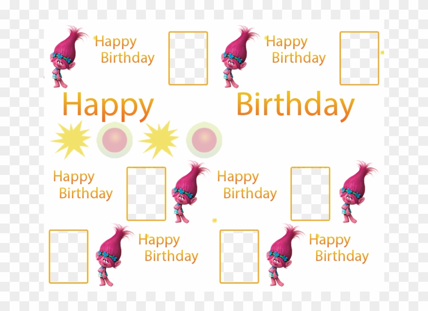 Personalised Poppy Troll Dolls Birthday Banner With Clipart