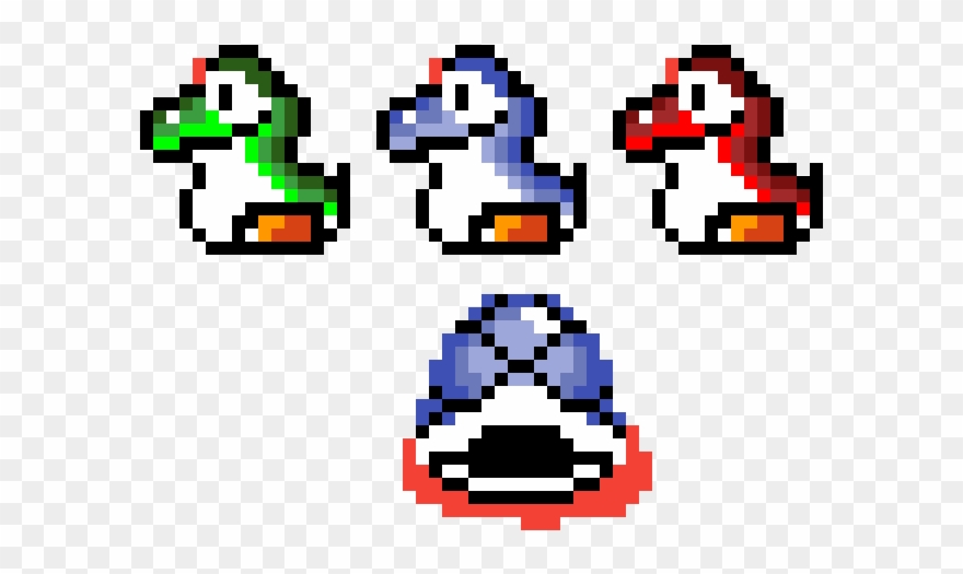 Baby Yoshis And Blue Koopa Shell From Super Mario World Clipart